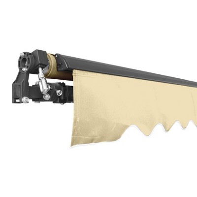 Ivory Motorized Retractable Patio Awning with Black Frame, 10x8 ft