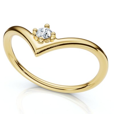 Pompeii3 Diamond Stackable Chevron Wedding Ring 14k Gold Lab Created