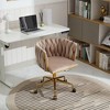 360° Swivel Velvet Vanity Chair with Wheels and Hand Woven Backrest - 4 of 4