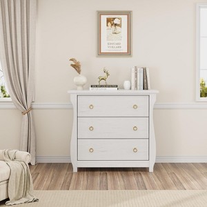 Drawer Storage Cabinets, Tall Boho Dresser with Curved Legs, Rattan Accents, Freestanding Storage - 1 of 4