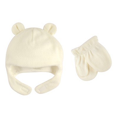 Luvable Friends Baby Beary Cozy Hat And Mitten Set 2pc, Cream, 0-6 ...