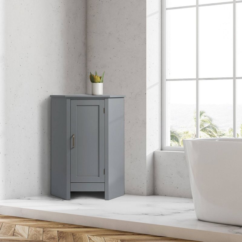 Mercer Mid Century Modern Wooden Corner Floor Cabinet Gray - Elegant Home Fashions, 3 of 9