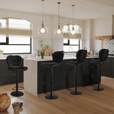 DobleePy Set of 4 High Back Adjustable Swivel Bar Stools, Modern Cushioned Chairs for Counter Height, Easy Assembly