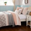 Sapphtopaz 6 Piece Bedding Quilt Set Floral Print Pattern Contrasting Colors Reversible Quilt Set with Throw Pillows - 2 of 4