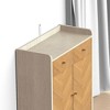Racxily 4-Tier Shoe Cabinet with 2 Drawers & Doors, Herringbone Wooden Shoe Rack with Adjustable Shelves - 3 of 4