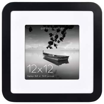 Americanflat Curved Corner Photo Frame With Mat & Shatter-Resistant Glass - Black