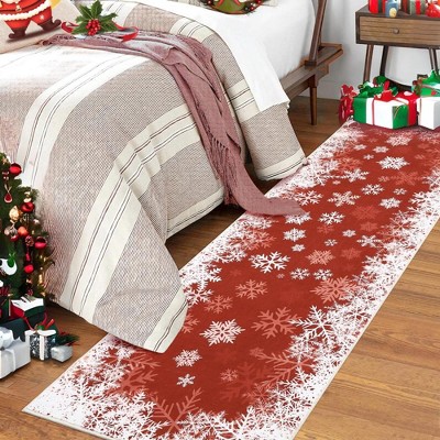 Christmas Area Rug Xmas Snowflake Accent Rug Holiday Decorative Soft Carpet