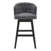 30" Celine Fabric Wood Swivel Tufted Barstool Gray - Armen Living: Espresso Finish, Nailhead, 360-degree Swivel - 2 of 4