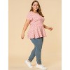 Agnes Orinda Women's Plus Size Polka Dots Fashion Workout Elegant Short Sleeves Peplum Top - 3 of 4
