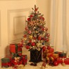 2 Pcs 3ft Prelit Artificial Christmas Tress with 78 Warm White Lights, Brown Lamp Base, Snow Flocked Xmas Tree for Christmas, Bedroom, Window Decor - 2 of 4