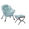Okak Accent Chair Cotton Fabric Lazy Chair with Upholstered Side Pocket Armchair Leisure Sofa Chair with Steel Frame - 3 of 4