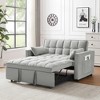 69.7" Velvet Loveseat 3-in-1 Convertible Sofa with Pullout Bed, Adjustable Backrest, Toss Pillows and Pockets - 2 of 4