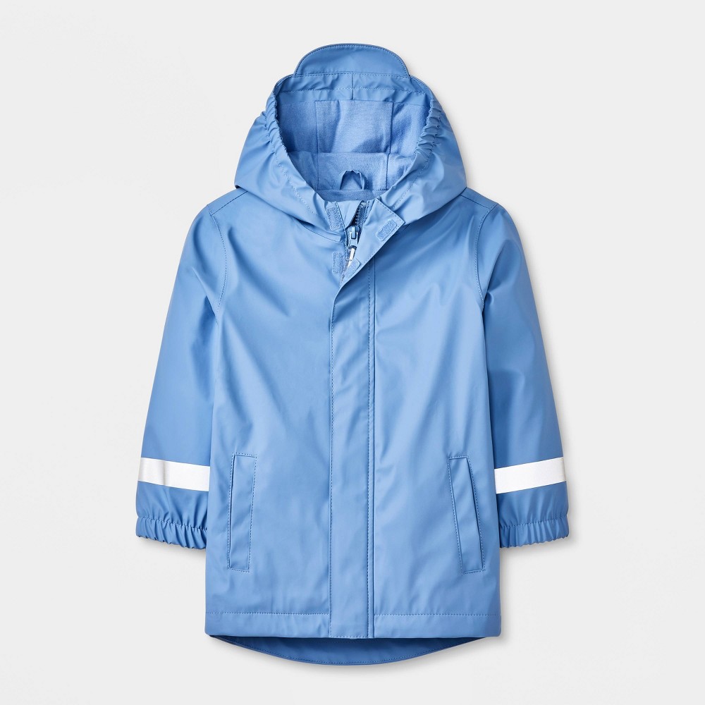 Toddler Solid Rain Coat - Cat & Jack™ Blue 5T: Water-Resistant, Hooded, Reflective, Elastic Cuffs