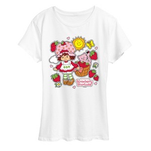 Women's - Strawberry Shortcake - Vintage Stickers Style Short Sleeve Graphic T-Shirt - 1 of 4