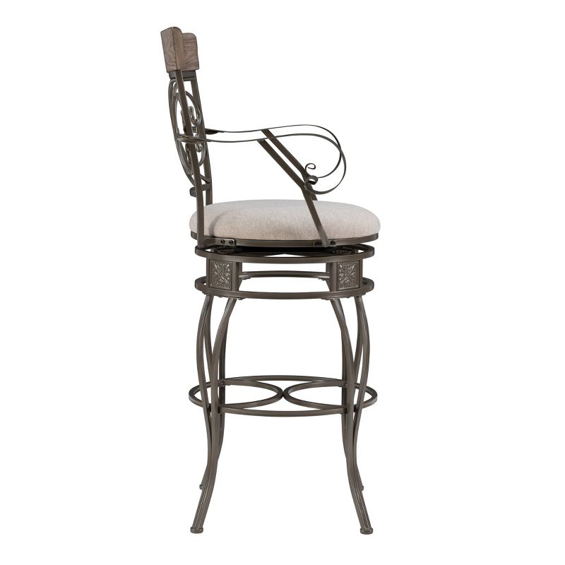 Nora Big and Tall Faux Leather Metal Swivel Seat Barstool with Arms - Linon, 5 of 17