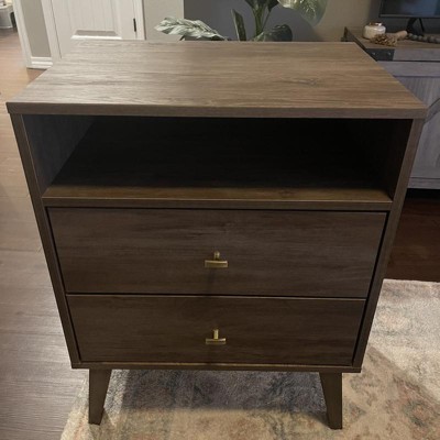 Milo Mid-century Modern 2 Drawers Tall Nightstand With Shelf Cherry ...