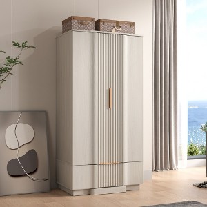 Brafab Fluted Armoire Wardrobe with Hanging Rod,Wooden Storage Closet, Freestanding Spare Closet Organizer Tall Cabinet for Coats and Clothes - 1 of 4