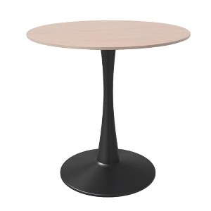 LeisureMod Bristol 27" Round Dining Table – Sintered Stone Top Accent Café Table & Sturdy Steel Black Pedestal Base for Kitchen and Small Spaces - 1 of 4