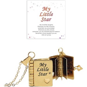 Daughter Love Book Necklace, Laser Engraved Page Pendant Stainless Steel Gift - 1 of 4