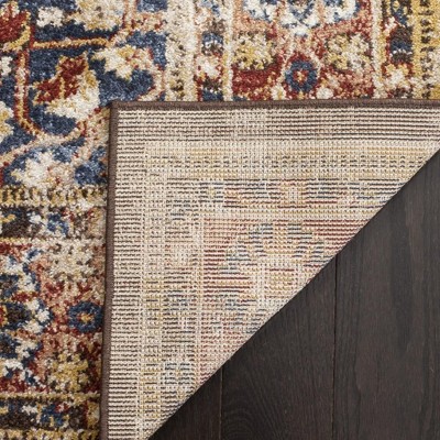 Bijar Brown and Rust Floral Motif Wool Runner Rug