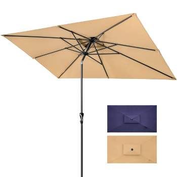 Crestlive Products 9'x5' Rectangular Tilting Double Top Patio Aluminum Market Umbrella Tan