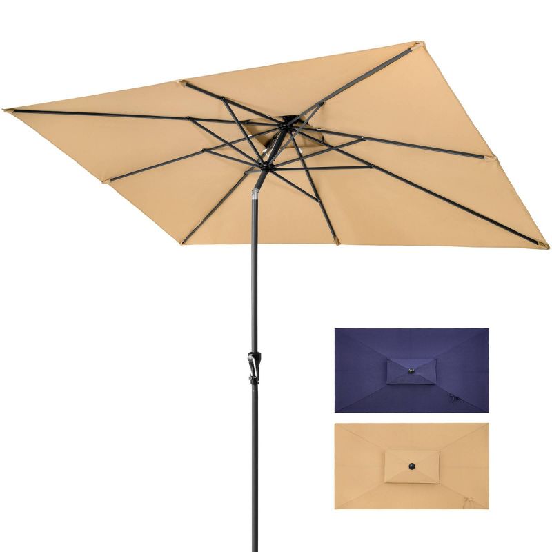 Crestlive Products 9&#39;x5&#39; Rectangular Tilting Double Top Patio Aluminum Market Umbrella Tan, 1 of 9
