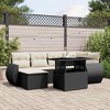 vidaXL 7 Piece Patio Sofa Set with Cushions Black and Cream Poly Rattan - without storage - 2 of 4