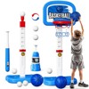 Skirfy 3 in 1 Kids Basketball Hoop and T Ball Set for Kids with Automatic Pitching Machine, Adjustable Height Basketball Hoop Blue - 2 of 4