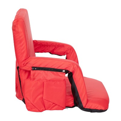Extra Wide Red Reclining Stadium Chair with Backpack Straps