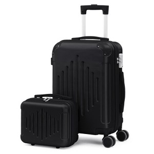Karl Home 2 Piece Set ABS Trolley Cases striped Pattern Luggage (12in   20in) Black - 1 of 4