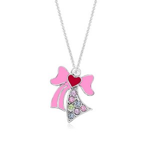Chanteur Hypoallergenic Kids Jewelry Accessories Ribbon Pink Enamel Crystal Yellow Gold Brass Plating Necklace - 1 of 1