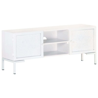 vidaXL TV Cabinet White Solid mango wood, powder-coated steel Medium