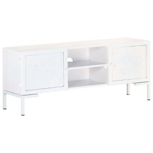 vidaXL TV Cabinet White Solid mango wood, powder-coated steel Medium - 1 of 2