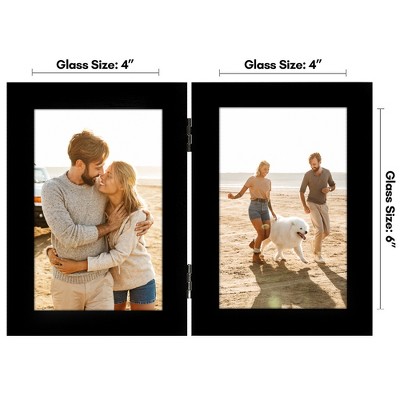Black Hinged Double Picture Frame for 4x6 Photos