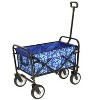 VYNXARIA Minimeetall Colorful Collapsible Foldable Wagon Cart with strapping system, Beach Wagon ,Utility Wagon Grocery Cart,blue flower - 4 of 4