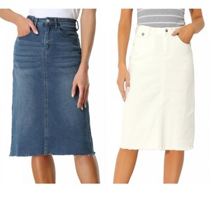 Allegra K Women's Casual High Waist Back Vent Short Denim Skirt 2 Packs - 1 of 4