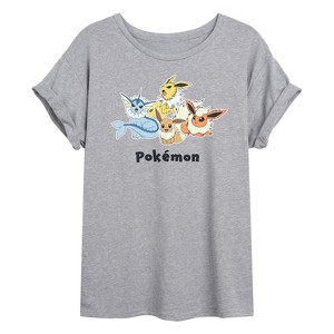 Women's - Pokémon - Eevee Vaporeon Jolteon Flareon Eeveelutions Oversized Graphic T-Shirt - 1 of 4