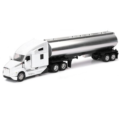 Kenworth T680 Truck White with Oil Tanker Trailer Chrome "Long Haul Trucker" Series 1/32 Diecast Model by New Ray
