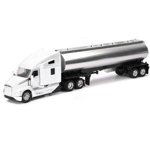 Kenworth T680 Truck White with Oil Tanker Trailer Chrome "Long Haul Trucker" Series 1/32 Diecast Model by New Ray - 1 of 1