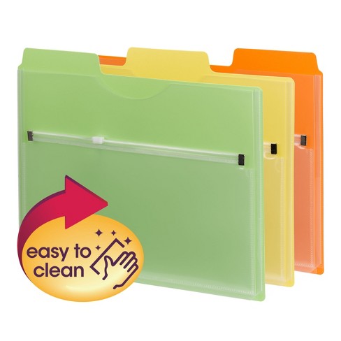 Smead Poly Project Organizers with Zip Pouch, 1/3-Cut Tab (89618)