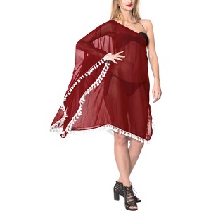 HAPPY BAY Women's Holiday Swimwear Short Swim Suit Summer Loose Beach Wear Bathing Suit Cover-up Beach Dress 1X-2X Red Solid - 1 of 4
