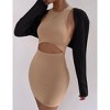 Ribbed Bolero for Women Sweater Shrugs Cropped Open Front Sweater Cardigan Long Sleeve Crop Top,Black - L - 2 of 4