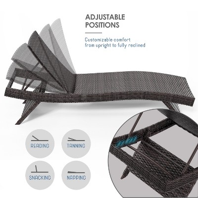 Premium Brown Wicker Outdoor Chaise Lounge Set of 2