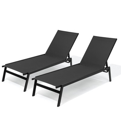 Crestlive Products Outdoor Lounge Chairs Set of 2 Patio Chaise Lounge Rustproof Pool Lounge Chairs with Adjustable Backrest