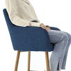 Counter Height Bar Stools Set of 2 with Back and Armrest, Linen Fabric Upholstered Accent Barstools-Maison Boucle - 4 of 4