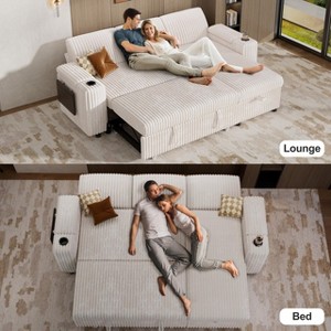 Vipbear 85"Modular Sectional Sleeper Sofa with Pull Out Bed,5Seat L-Shaped Couch with Reclining Backrest|USB|Storage Chaise Armrest,Tool Free Assembly - 1 of 4