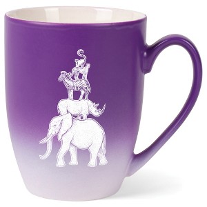 Elanze Designs 12 Ounce Ceramic Decorative Laser Engraved Elephant Rhino Zebra Cheetah Lemur Giftable Novelty Tea Coffee Cup Mug Purple and White - 1 of 4