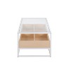 Display Contemporary Coffee Table in White Metal, Natural Wood, and Clear Glass by LumiSource - 2 of 4
