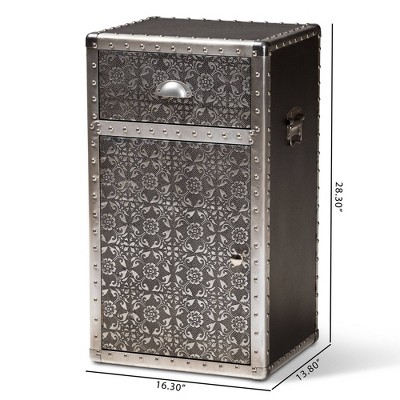 Cosette Silver Metal Floral Embossed Accent Cabinet