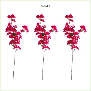 Nearly Natural 47-in Artificial Bougainvillea Flower Stems, Set of 3, Pink - 1 of 3